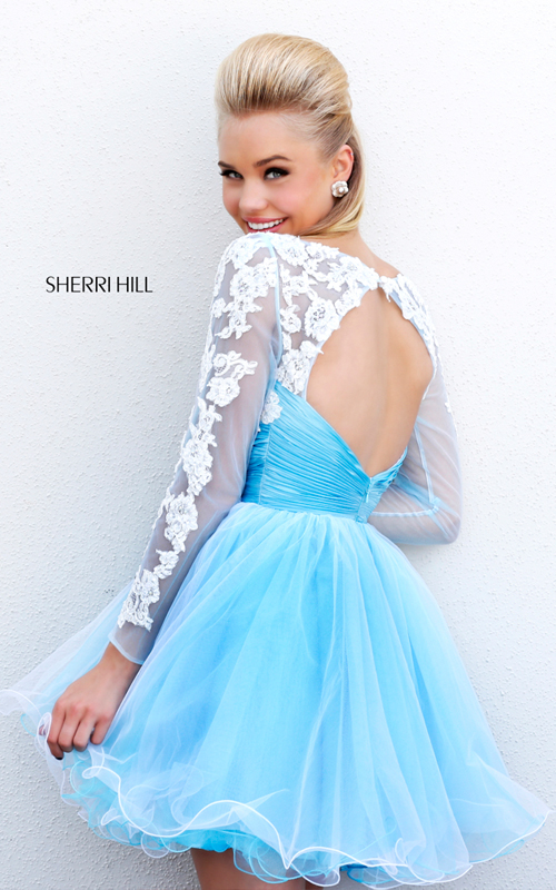 2015 Sherri Hill 21234 blue white homecoming dress lace_1