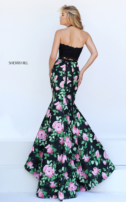 floral taffeta mermaid prom dress 2016 Sherri Hill 50399_1