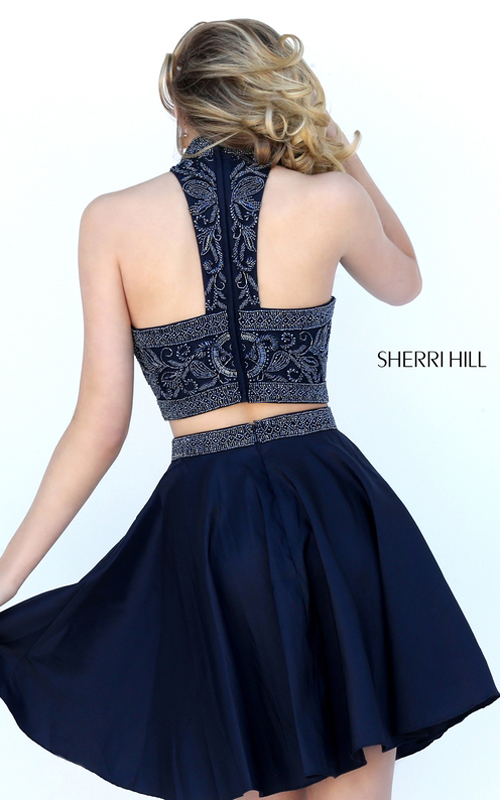 Sherri Hill 50524 Navy Beads Two Piece 2016 Homecoming Dress_1