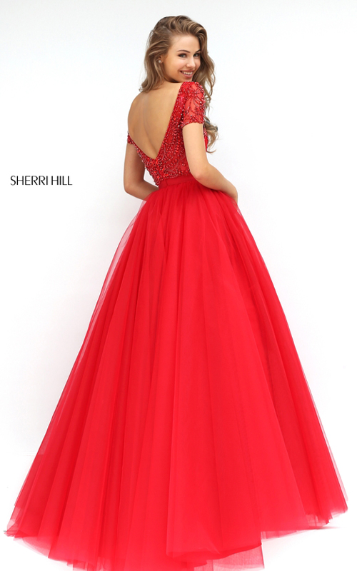 Sherri Hill 50710 Beaded Tulle Senior Homecoming Dress Red 2016_1